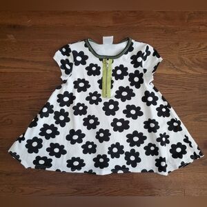Vtg PEACHES 'N CREAM Girls 4T black flower dress